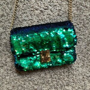 Baublebar sequined purse with gold chain shoulder strap